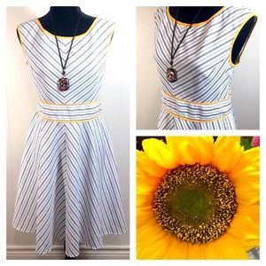 LONDON STYLE VTG Gray stripe Fit Flare Dress  12